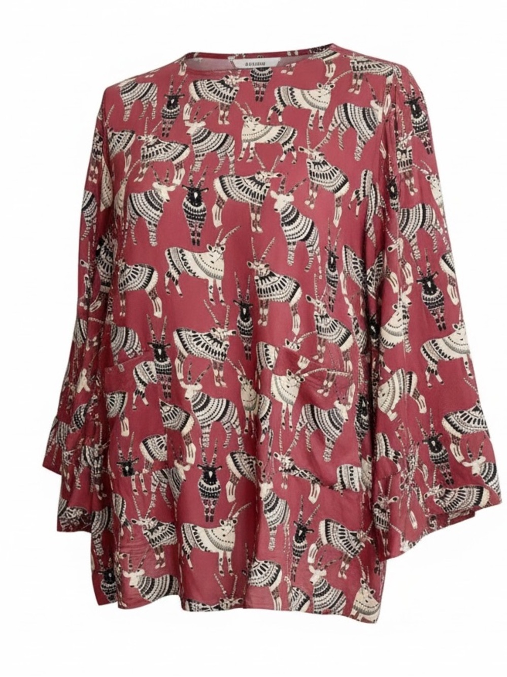 BOGO! NWT World Market Flutter Sleeve Blouse Antelope Ethnic Print Size L/XL